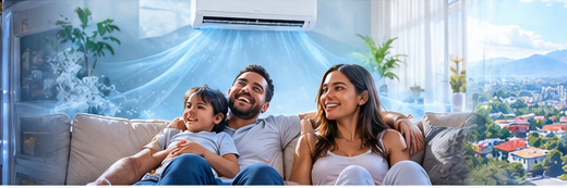 Familia en un hogar confortable